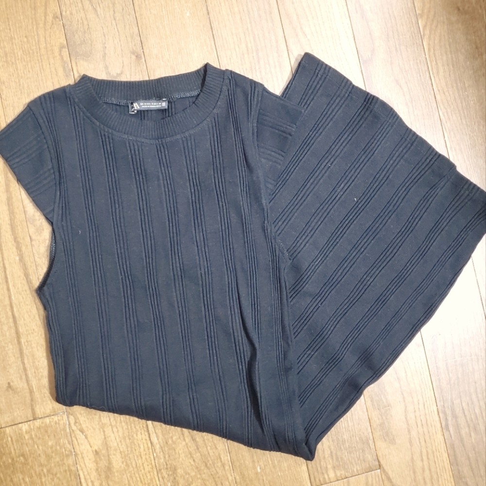 NWOT Zara Black Cotton Bodycon Mini Dress, Small